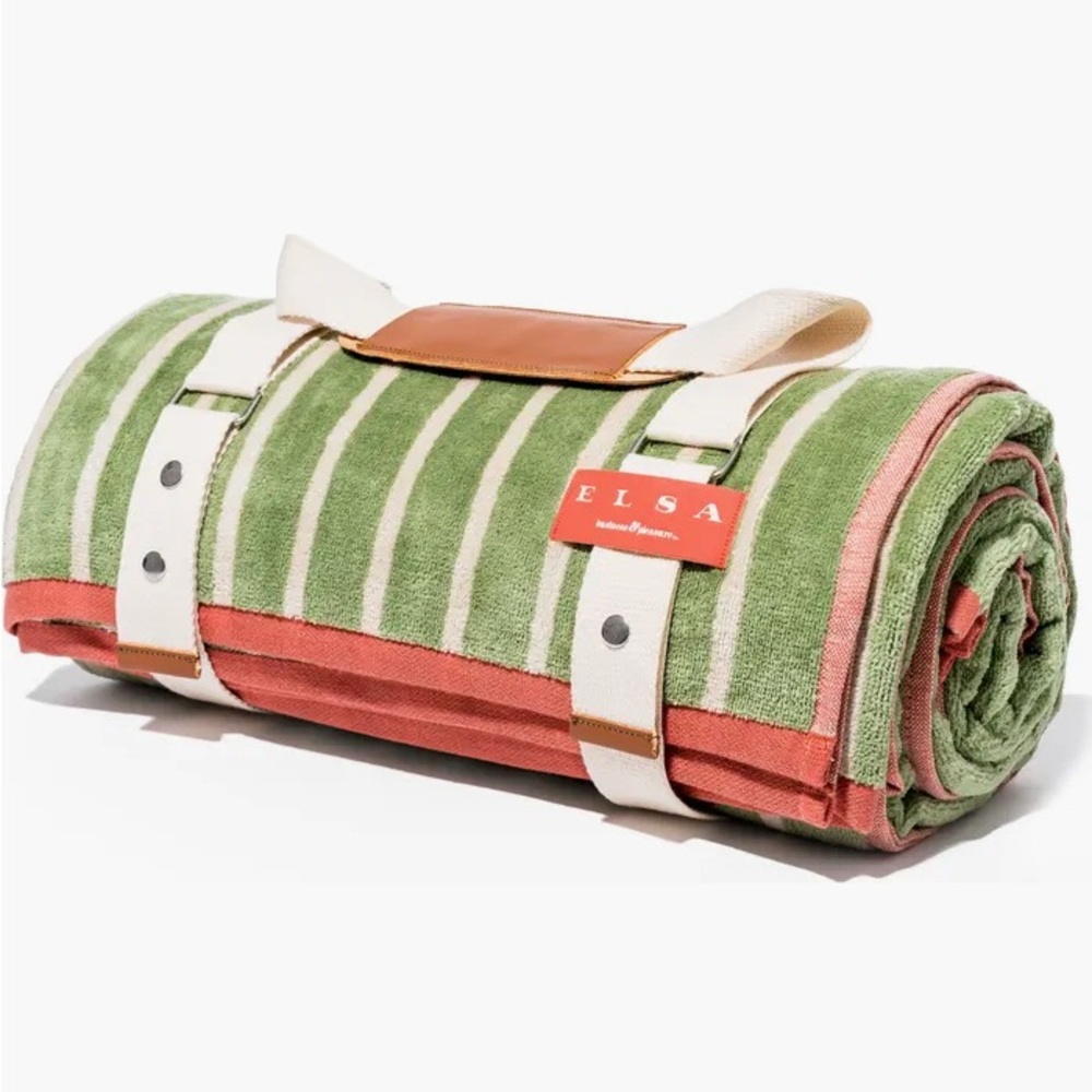 Business & Pleasure ELSA Striped Green/Pink Blanket with Straps
